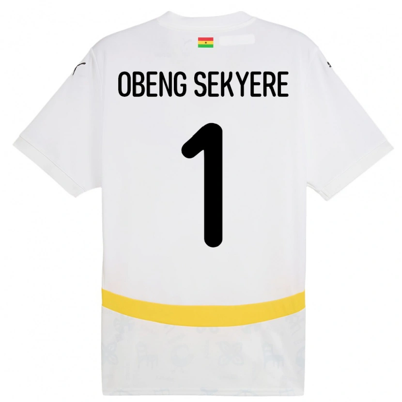 Danxen Homme Maillot Ghana Gregory Obeng Sekyere #1 Blanc Tenues Domicile 24-26 T-Shirt