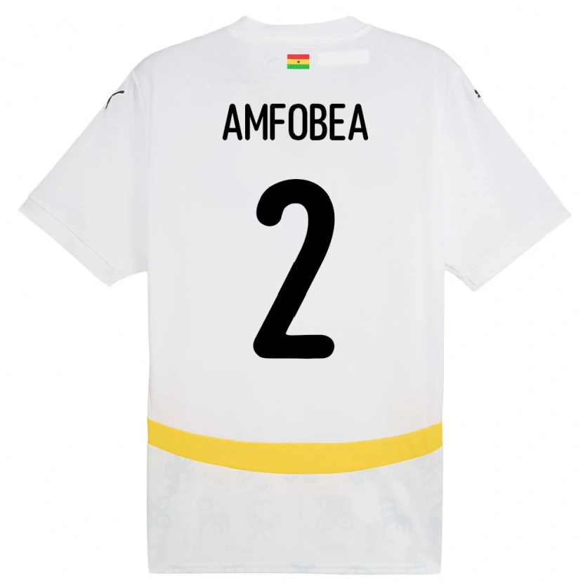 Danxen Homme Maillot Ghana Gladys Amfobea #2 Blanc Tenues Domicile 24-26 T-Shirt