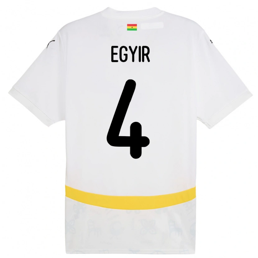 Danxen Homme Maillot Ghana Janet Egyir #4 Blanc Tenues Domicile 24-26 T-Shirt