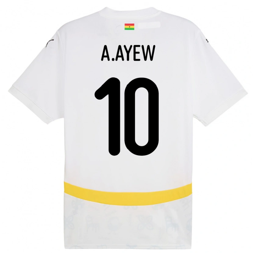 Danxen Homme Maillot Ghana Andre Ayew #10 Blanc Tenues Domicile 24-26 T-Shirt