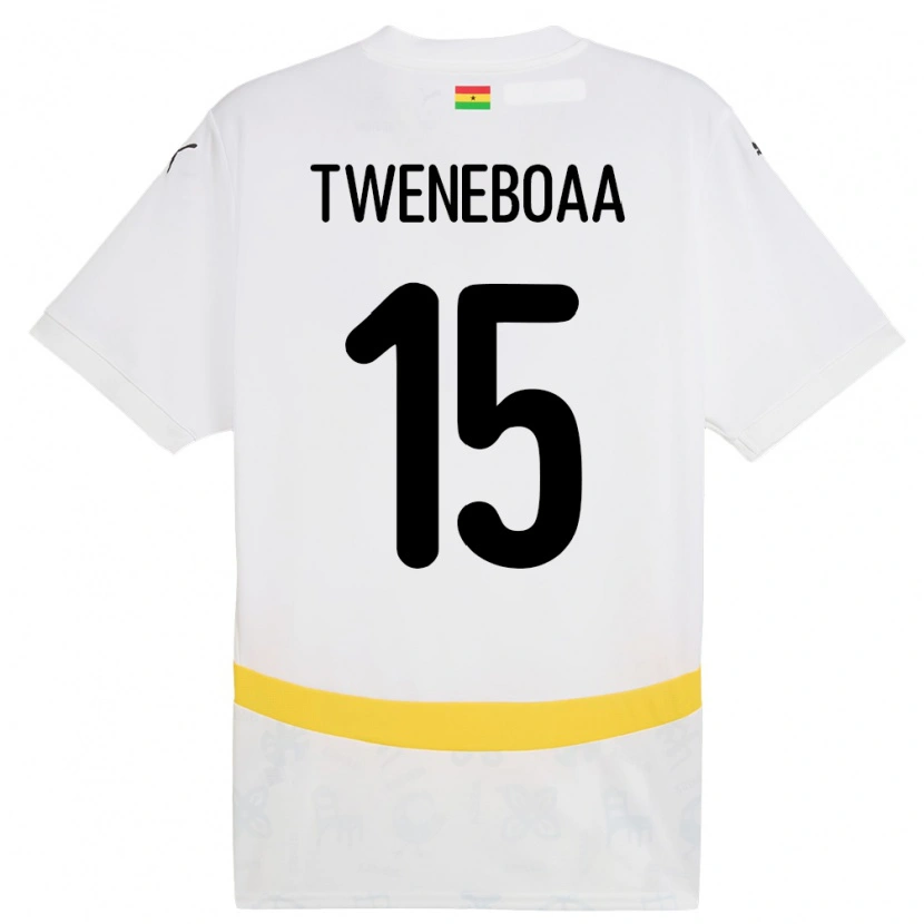 Danxen Homme Maillot Ghana Justice Tweneboaa #15 Blanc Tenues Domicile 24-26 T-Shirt