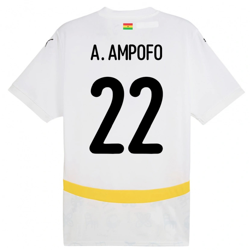 Danxen Homme Maillot Ghana Eugene Amankwah Ampofo #22 Blanc Tenues Domicile 24-26 T-Shirt