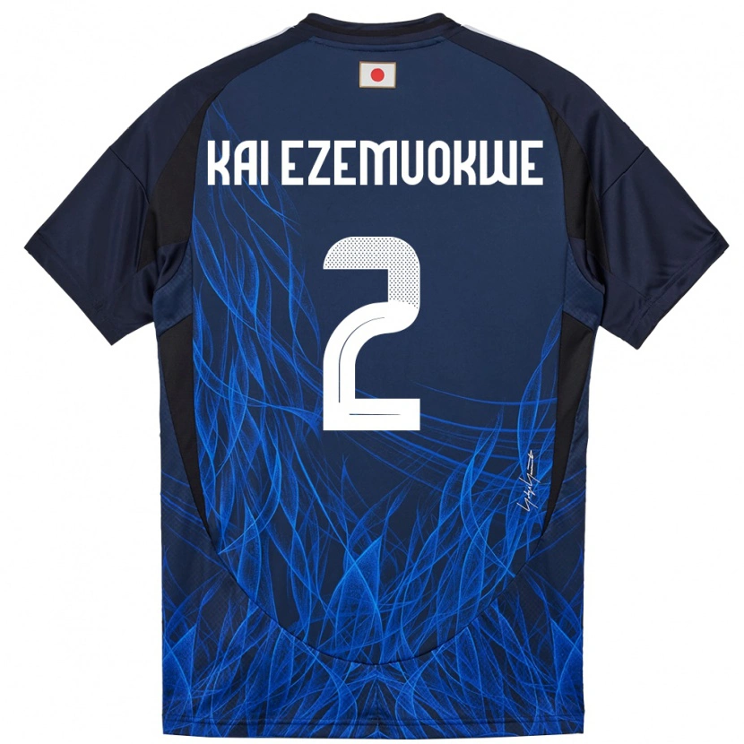 Danxen Homme Maillot Japon Chimezie Kai Ezemuokwe #2 Bleu Foncé Tenues Domicile 24-26 T-Shirt