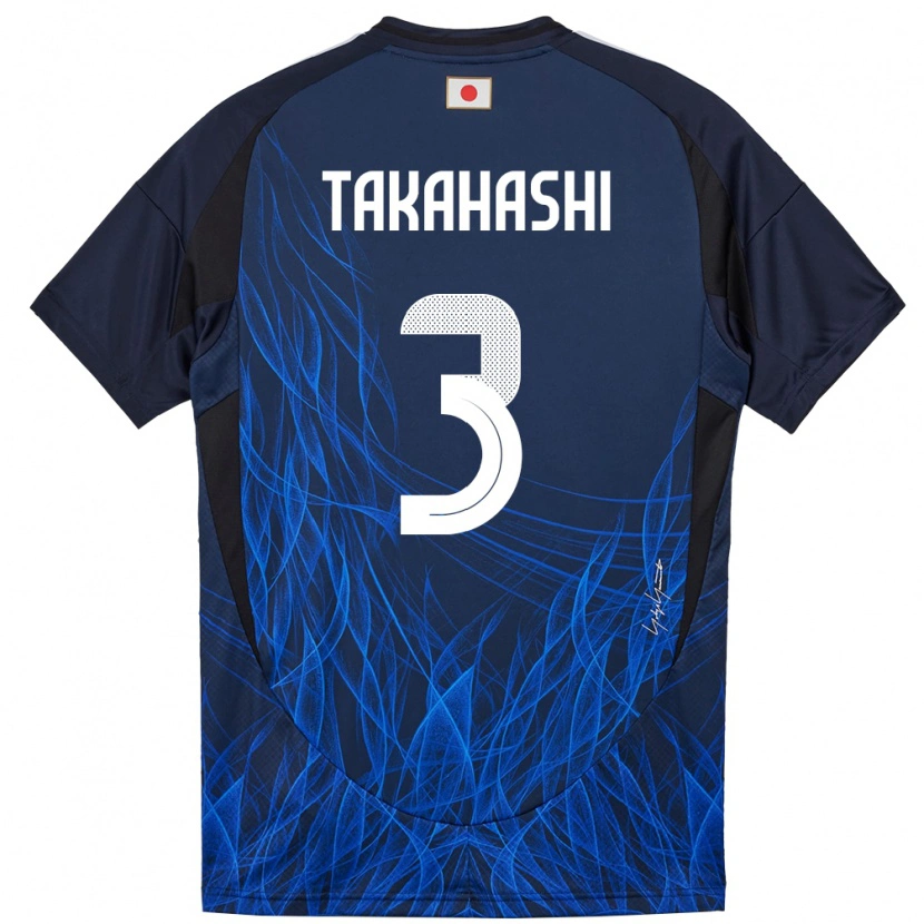 Danxen Homme Maillot Japon Niko Takahashi #3 Bleu Foncé Tenues Domicile 24-26 T-Shirt