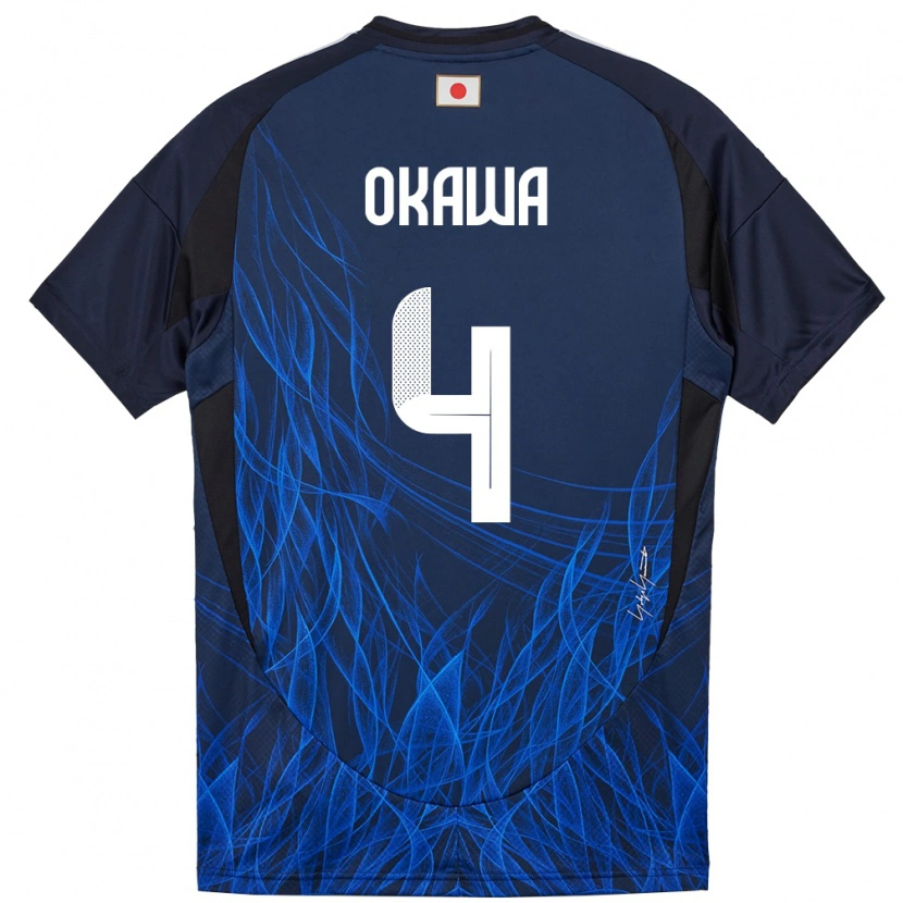 Danxen Homme Maillot Japon Yugo Okawa #4 Bleu Foncé Tenues Domicile 24-26 T-Shirt