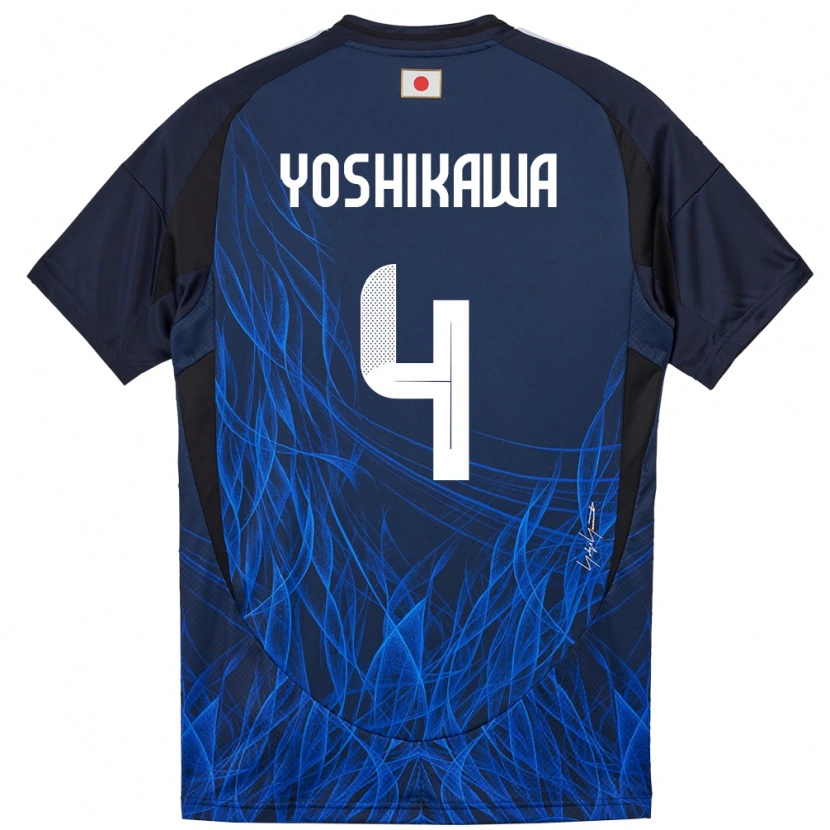 Danxen Homme Maillot Japon Haruto Yoshikawa #4 Bleu Foncé Tenues Domicile 24-26 T-Shirt
