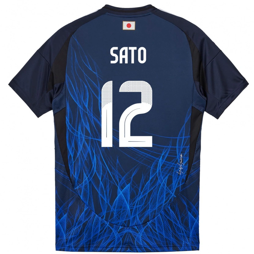 Danxen Homme Maillot Japon Rikuto Sato #12 Bleu Foncé Tenues Domicile 24-26 T-Shirt