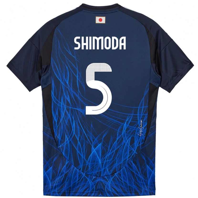 Danxen Homme Maillot Japon Yoshihiro Shimoda #5 Bleu Foncé Tenues Domicile 24-26 T-Shirt
