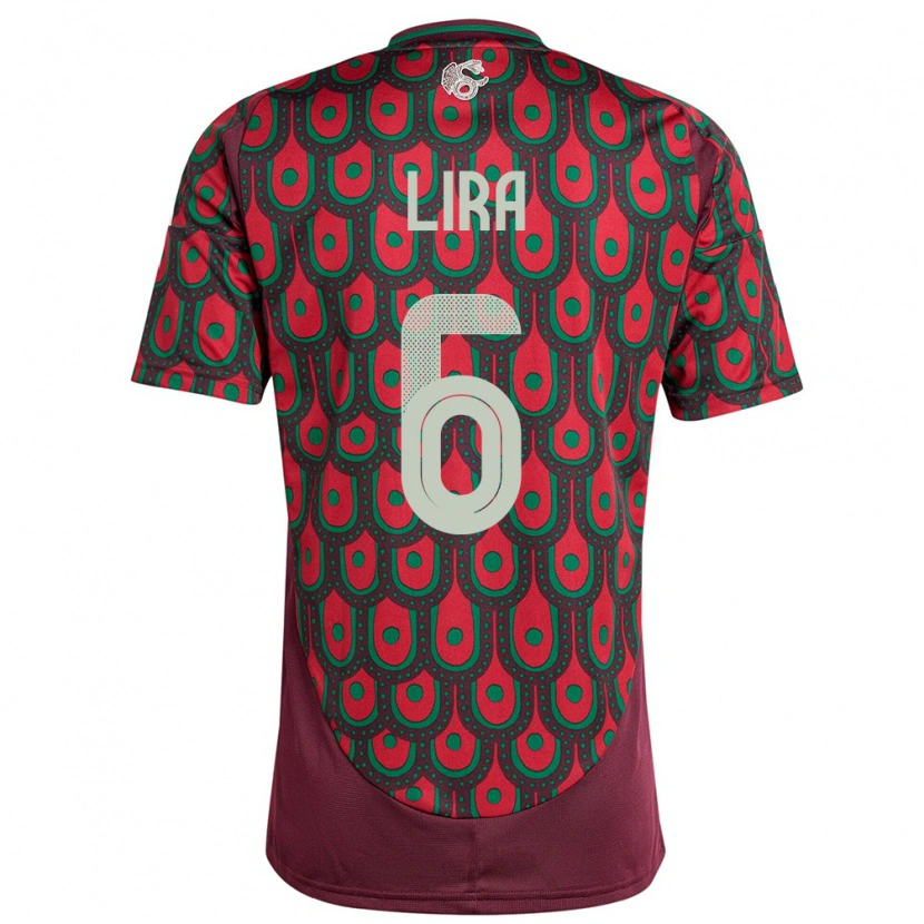 Danxen Homme Maillot Mexique Érik Lira #6 Bordeaux Tenues Domicile 24-26 T-Shirt