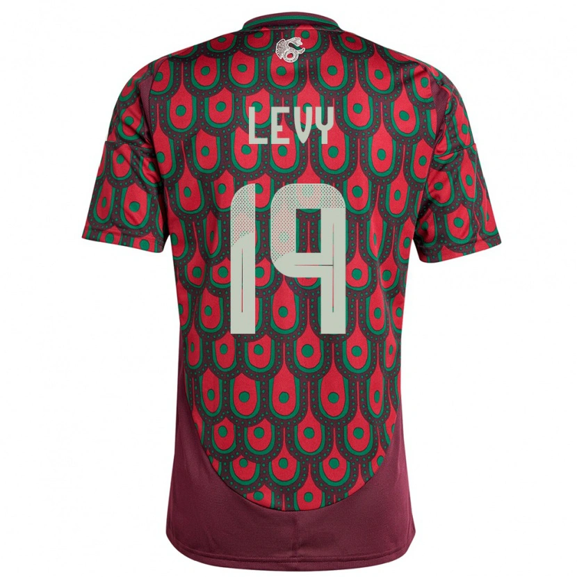 Danxen Homme Maillot Mexique Mateo Levy #19 Bordeaux Tenues Domicile 24-26 T-Shirt