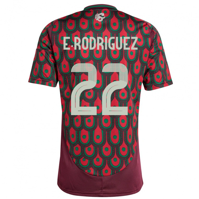 Danxen Homme Maillot Mexique Emi Rodríguez #22 Bordeaux Tenues Domicile 24-26 T-Shirt
