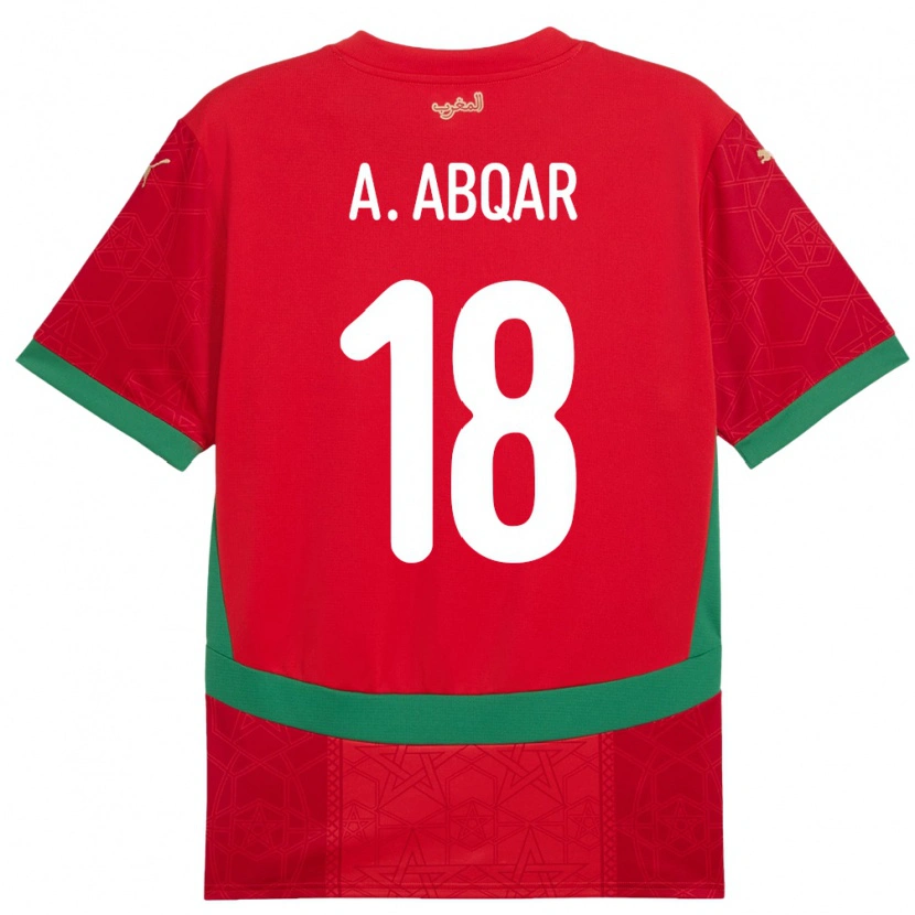 Danxen Homme Maillot Maroc Abdel Abqar #18 Rouge Tenues Domicile 24-26 T-Shirt