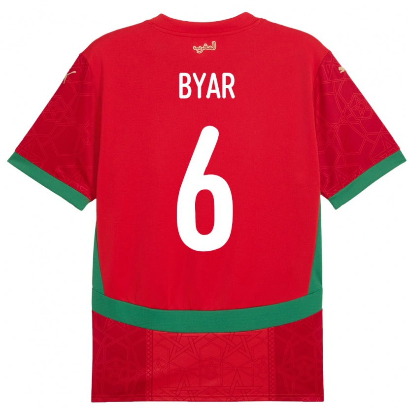 Danxen Homme Maillot Maroc Naïm Byar #6 Rouge Tenues Domicile 24-26 T-Shirt