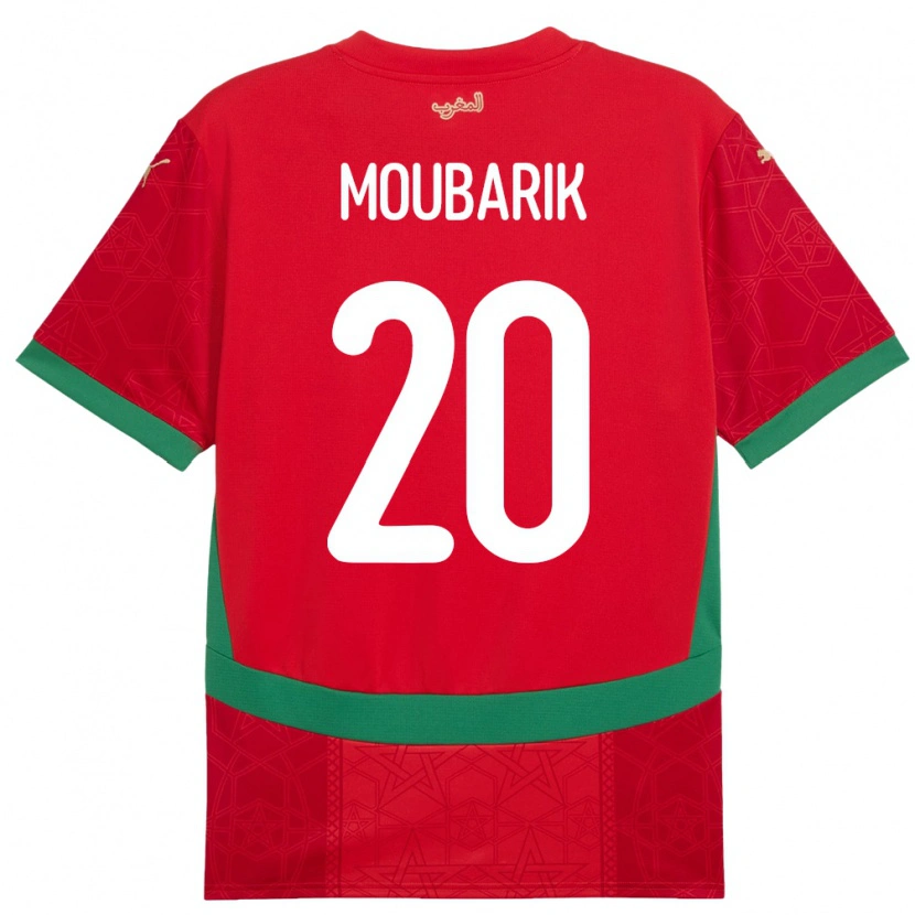 Danxen Homme Maillot Maroc Mehdi Moubarik #20 Rouge Tenues Domicile 24-26 T-Shirt