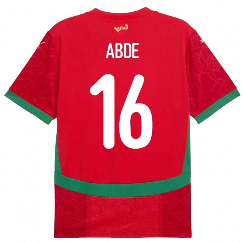 Danxen Homme Maillot Maroc Ez Abde #16 Rouge Tenues Domicile 24-26 T-Shirt