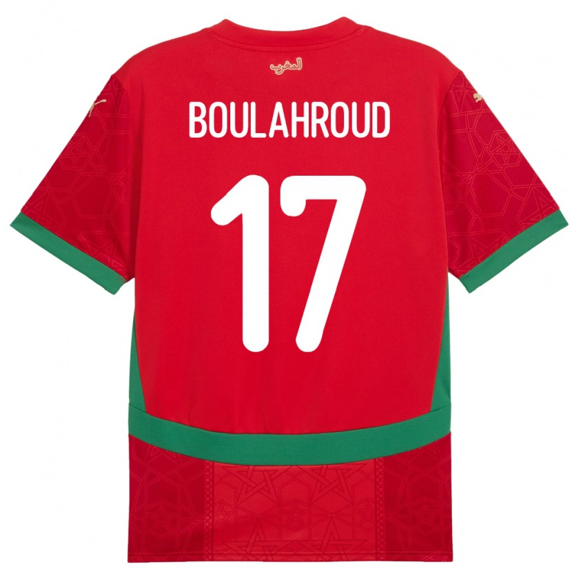 Danxen Homme Maillot Maroc Charaf Eddine Boulahroud #17 Rouge Tenues Domicile 24-26 T-Shirt