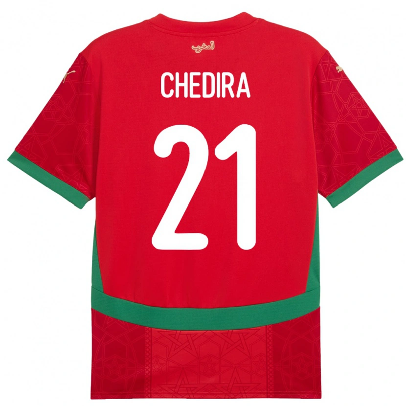Danxen Homme Maillot Maroc Walid Chedira #21 Rouge Tenues Domicile 24-26 T-Shirt