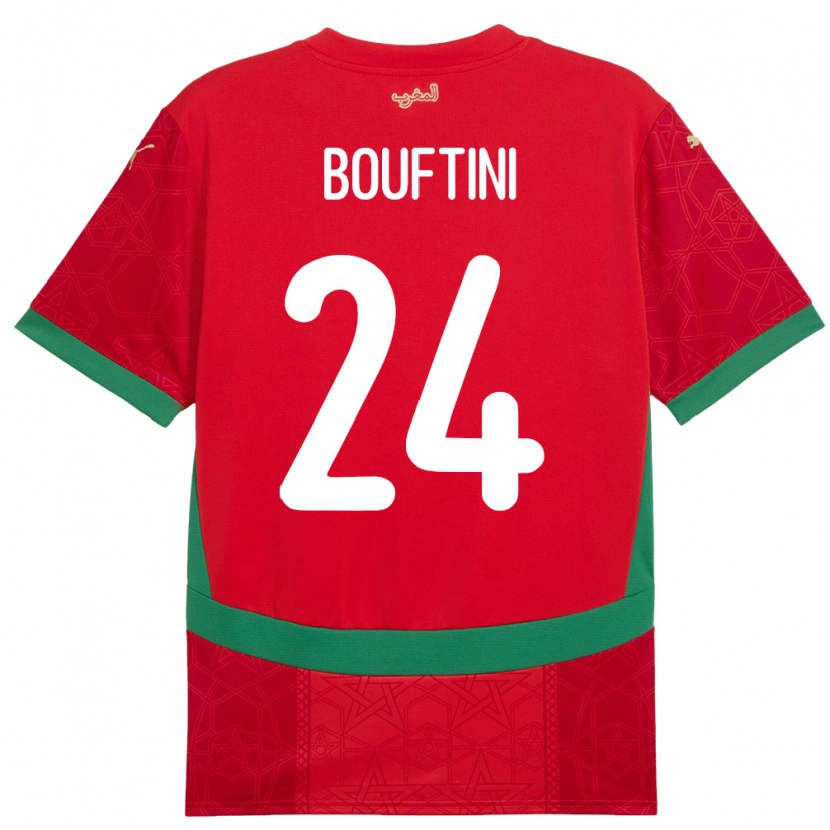 Danxen Homme Maillot Maroc Sofia Bouftini #24 Rouge Tenues Domicile 24-26 T-Shirt
