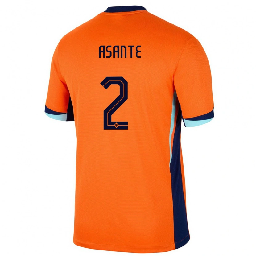 Danxen Homme Maillot Pays-Bas Tyrese Asante #2 Orange Tenues Domicile 24-26 T-Shirt