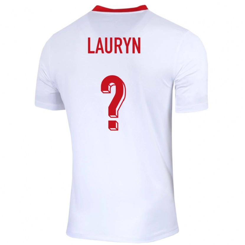 Danxen Homme Maillot Pologne Mateusz Lauryn #0 Blanc Tenues Domicile 24-26 T-Shirt