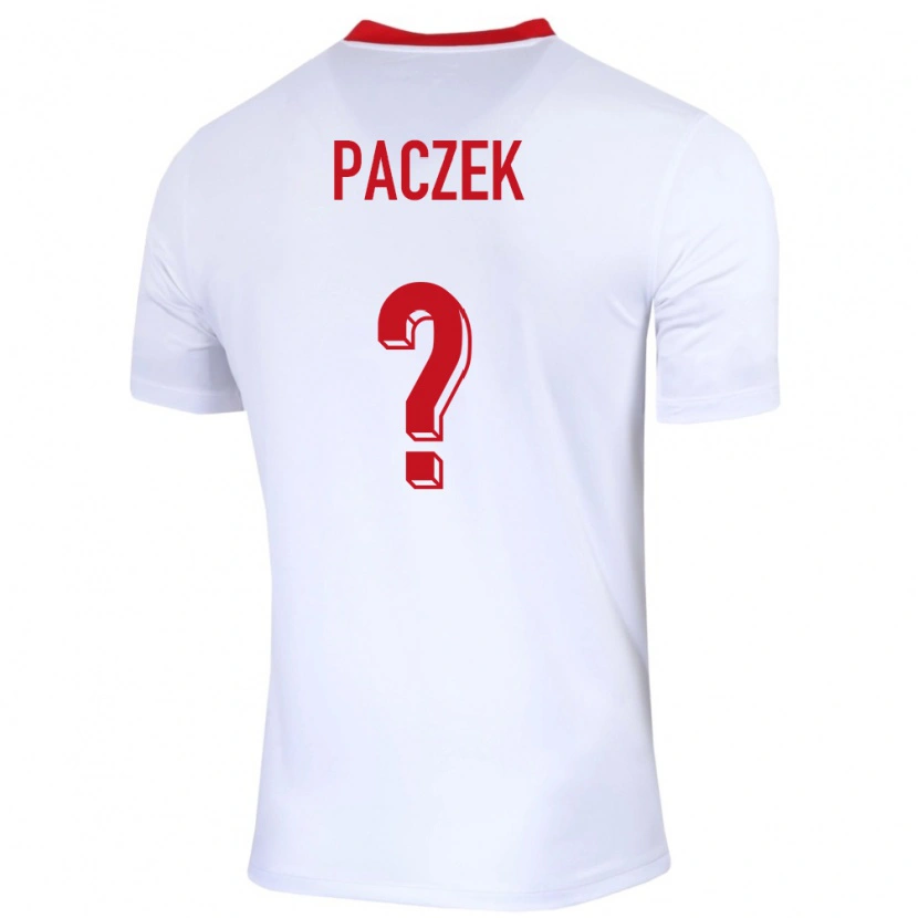 Danxen Homme Maillot Pologne Szymon Paczek #0 Blanc Tenues Domicile 24-26 T-Shirt