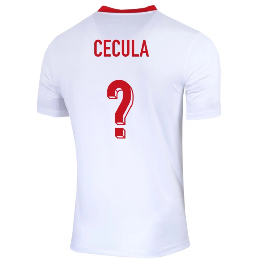 Danxen Homme Maillot Pologne Kacper Cecula #0 Blanc Tenues Domicile 24-26 T-Shirt