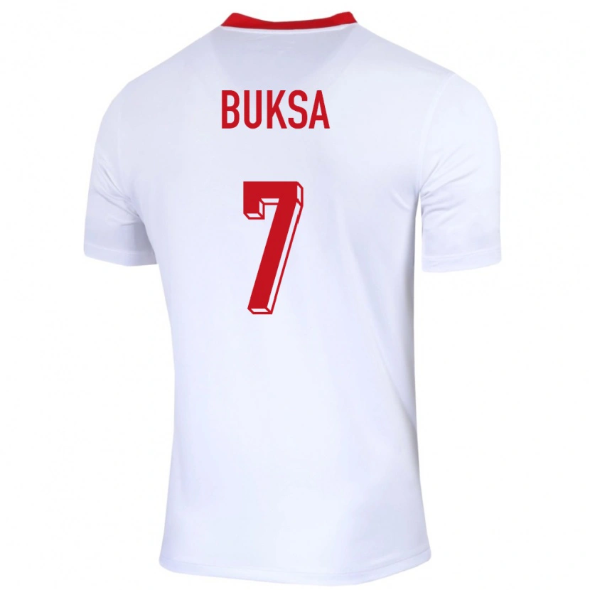 Danxen Homme Maillot Pologne Aleksander Buksa #7 Blanc Tenues Domicile 24-26 T-Shirt