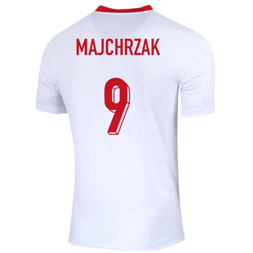 Danxen Homme Maillot Pologne Jordan Majchrzak #9 Blanc Tenues Domicile 24-26 T-Shirt