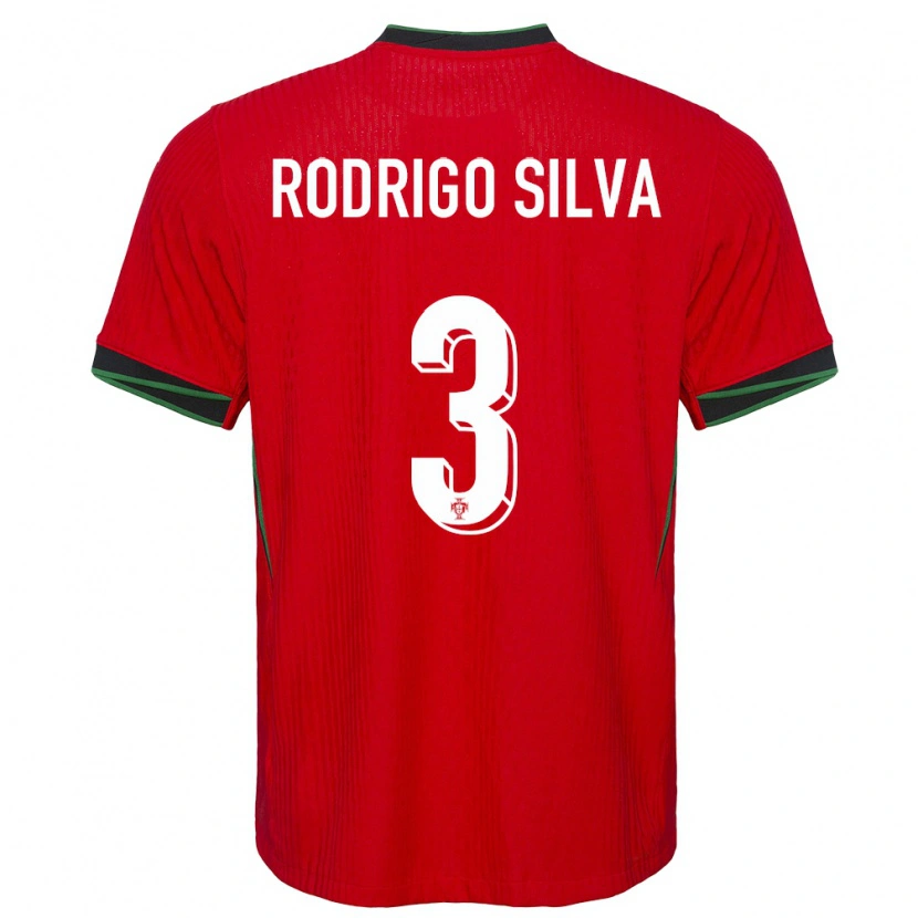 Danxen Homme Maillot Portugal Rodrigo Silva #3 Rouge Tenues Domicile 24-26 T-Shirt