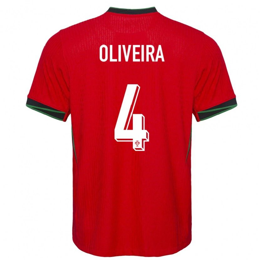 Danxen Homme Maillot Portugal Gonçalo Oliveira #4 Rouge Tenues Domicile 24-26 T-Shirt