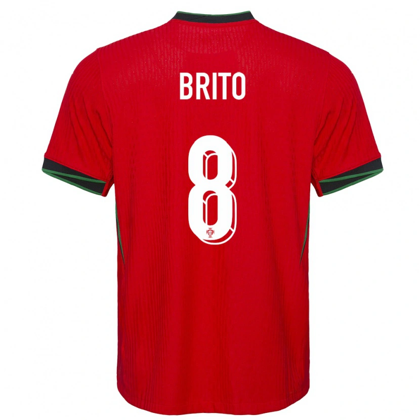 Danxen Homme Maillot Portugal João Brito #8 Rouge Tenues Domicile 24-26 T-Shirt