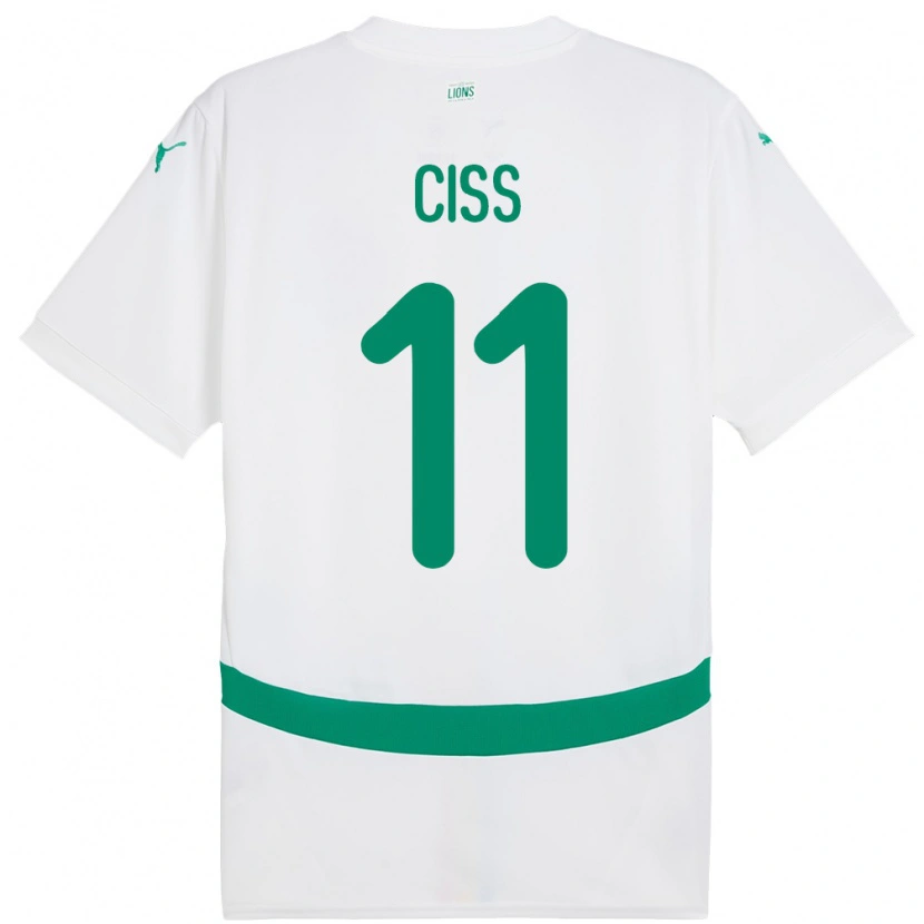 Danxen Homme Maillot Sénégal Pathé Ciss #11 Blanc Tenues Domicile 24-26 T-Shirt