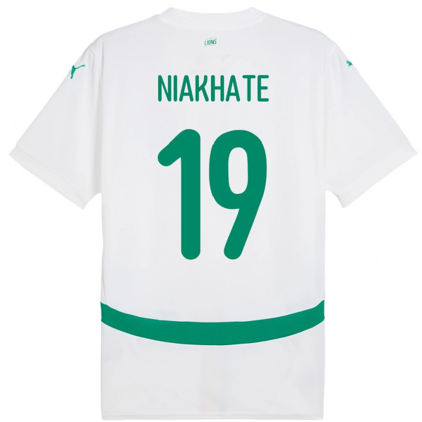 Danxen Homme Maillot Sénégal Moussa Niakhaté #19 Blanc Tenues Domicile 24-26 T-Shirt