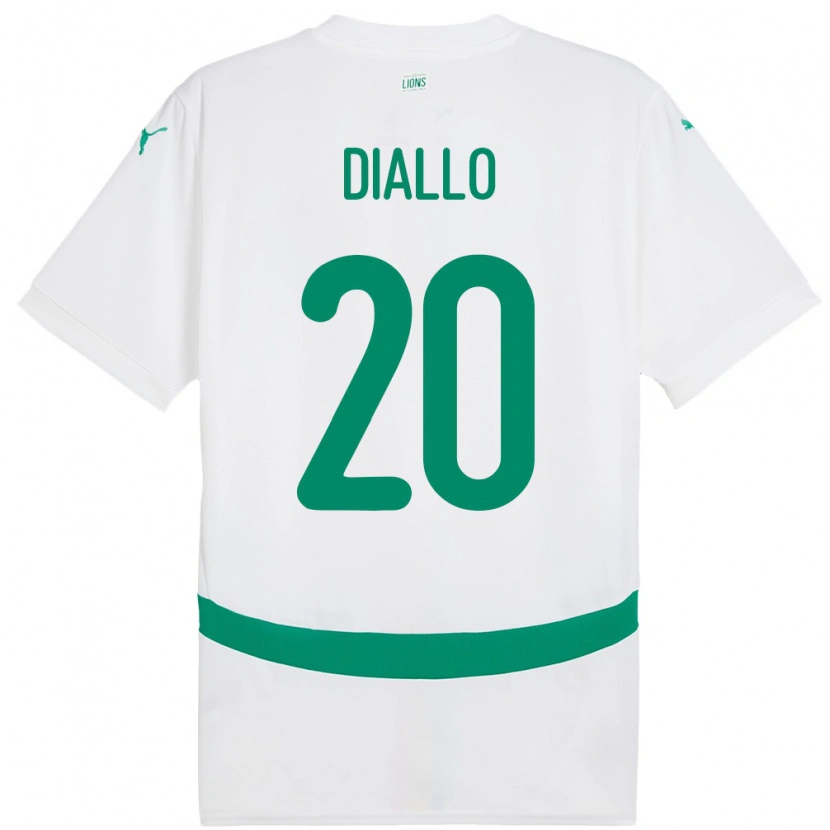 Danxen Homme Maillot Sénégal Habib Diallo #20 Blanc Tenues Domicile 24-26 T-Shirt