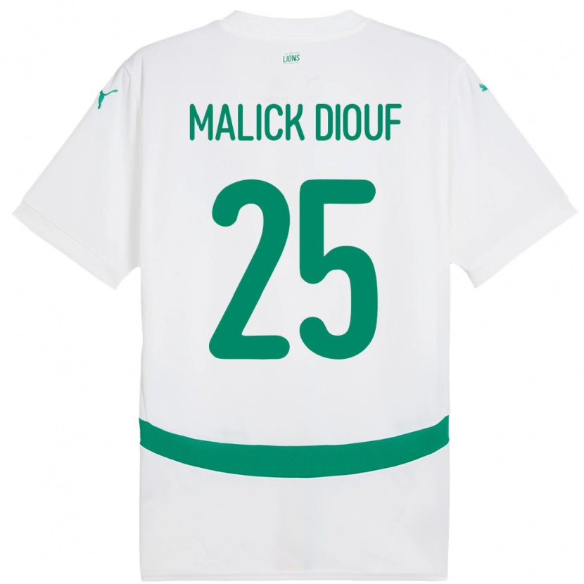 Danxen Homme Maillot Sénégal El Hadji Malick Diouf #25 Blanc Tenues Domicile 24-26 T-Shirt