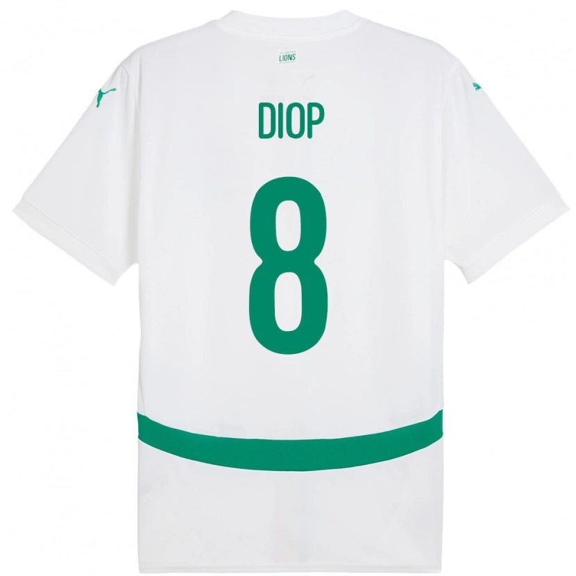 Danxen Homme Maillot Sénégal Amidou Diop #8 Blanc Tenues Domicile 24-26 T-Shirt