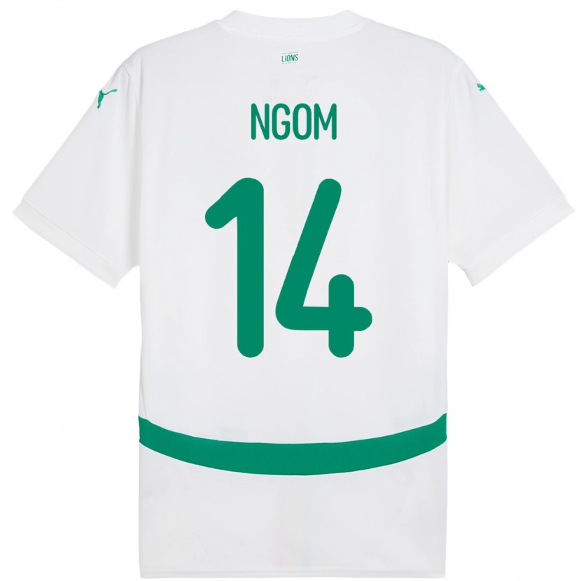 Danxen Homme Maillot Sénégal Libasse Ngom #14 Blanc Tenues Domicile 24-26 T-Shirt