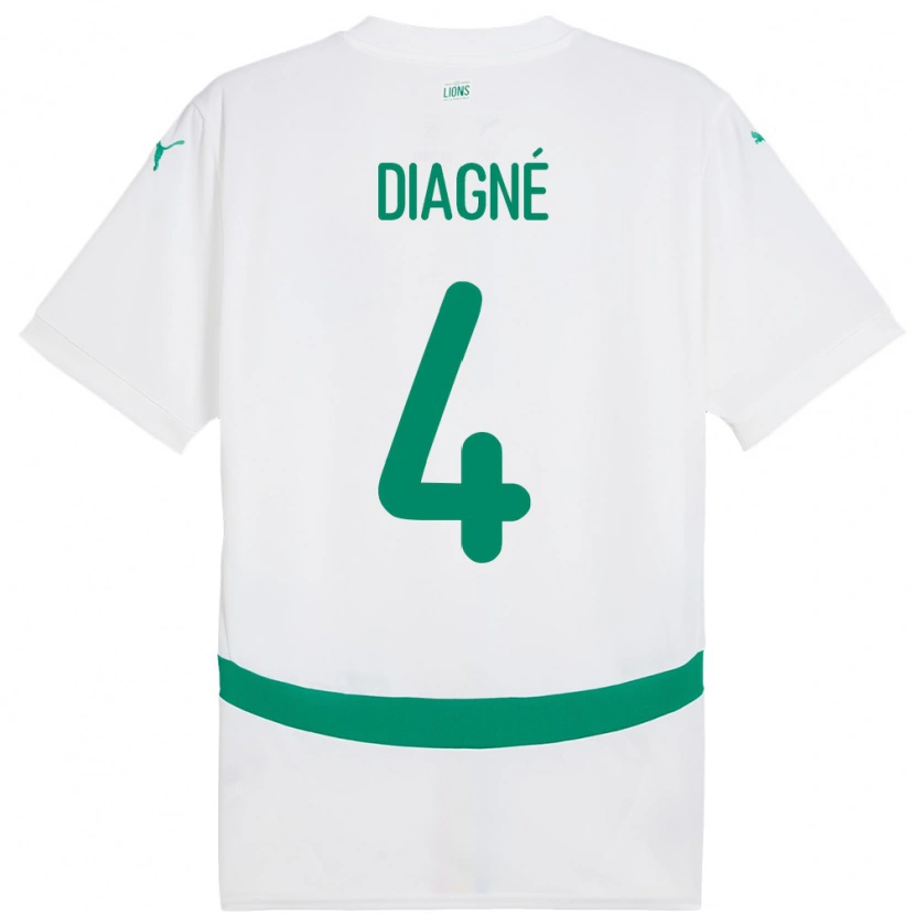 Danxen Homme Maillot Sénégal Cavin Diagne #4 Blanc Tenues Domicile 24-26 T-Shirt