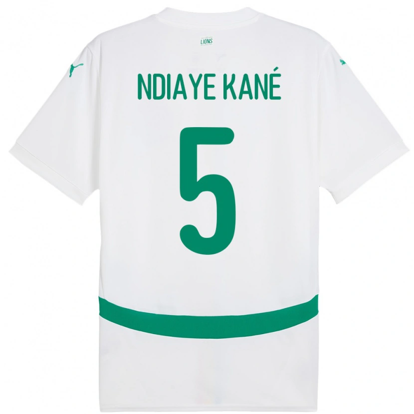 Danxen Homme Maillot Sénégal Ndeye Ndiaye Kane #5 Blanc Tenues Domicile 24-26 T-Shirt