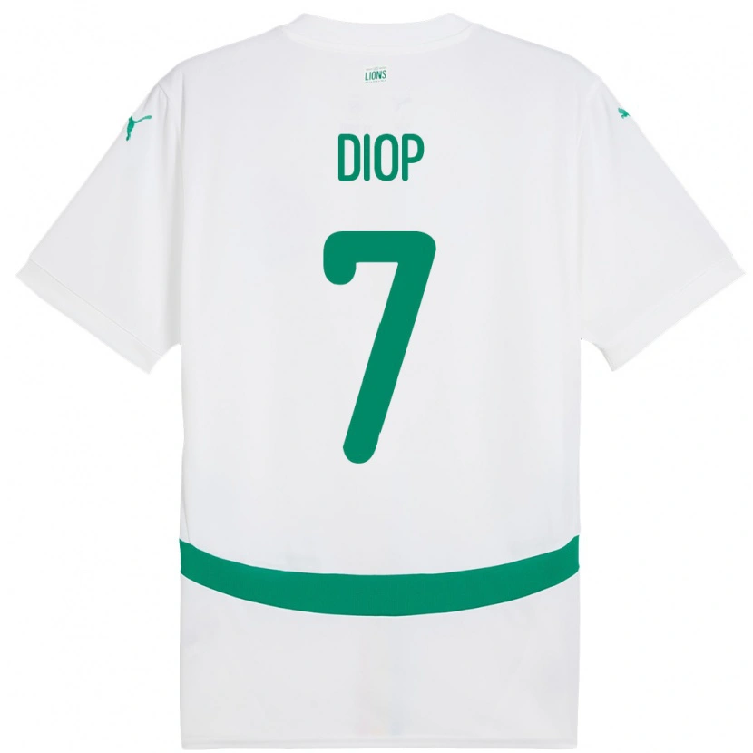 Danxen Homme Maillot Sénégal Mama Diop #7 Blanc Tenues Domicile 24-26 T-Shirt