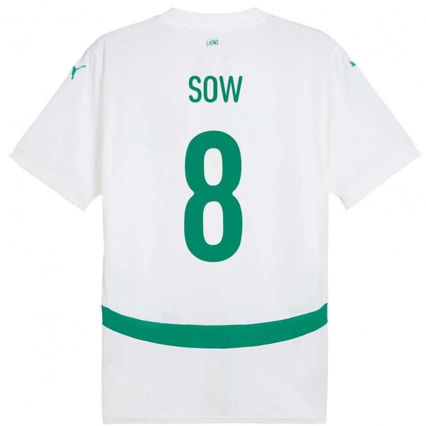 Danxen Homme Maillot Sénégal Mbayang Sow #8 Blanc Tenues Domicile 24-26 T-Shirt