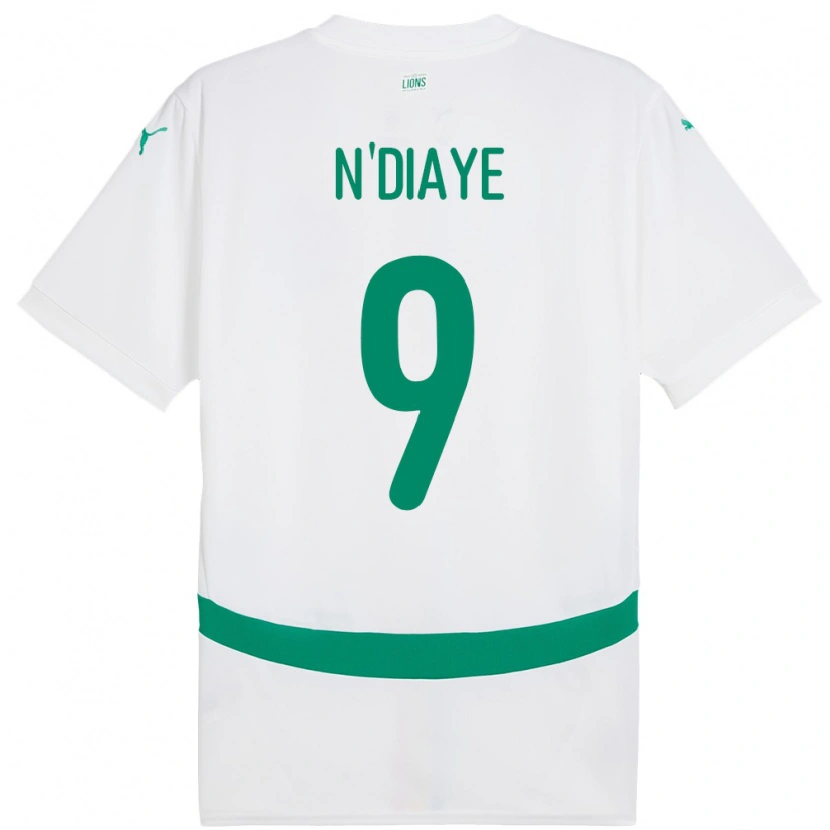 Danxen Homme Maillot Sénégal Dialy N Diaye #9 Blanc Tenues Domicile 24-26 T-Shirt