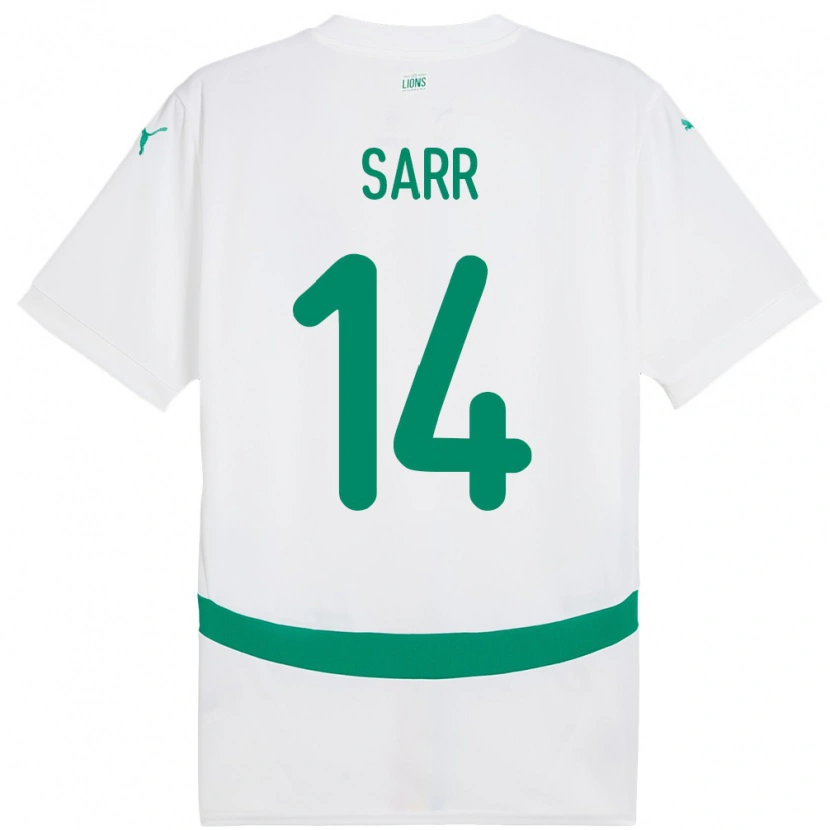 Danxen Homme Maillot Sénégal Pape Sarr #14 Blanc Tenues Domicile 24-26 T-Shirt
