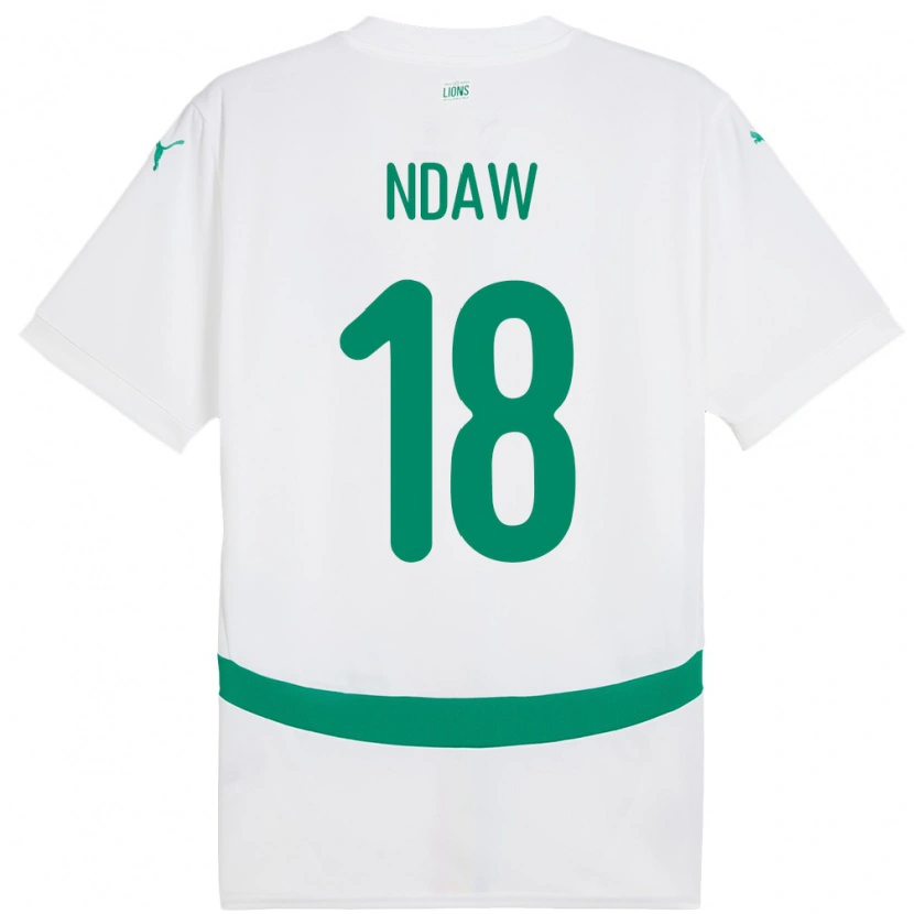 Danxen Homme Maillot Sénégal Faly Ndaw #18 Blanc Tenues Domicile 24-26 T-Shirt