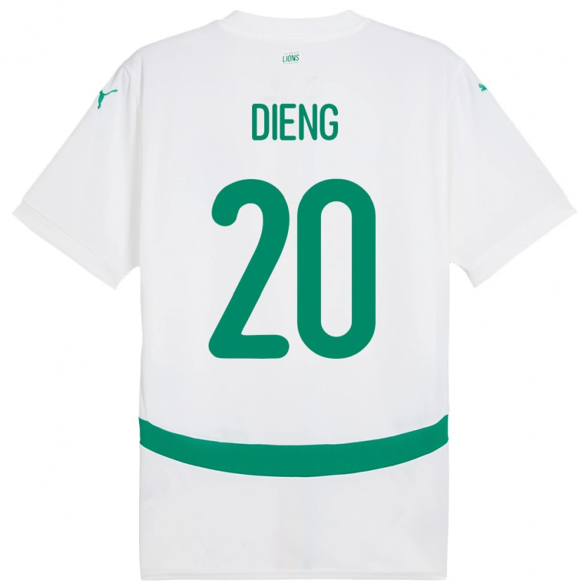 Danxen Homme Maillot Sénégal Bamba Dieng #20 Blanc Tenues Domicile 24-26 T-Shirt