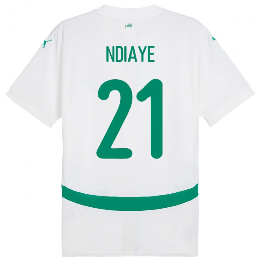 Danxen Homme Maillot Sénégal Iliman Ndiaye #21 Blanc Tenues Domicile 24-26 T-Shirt