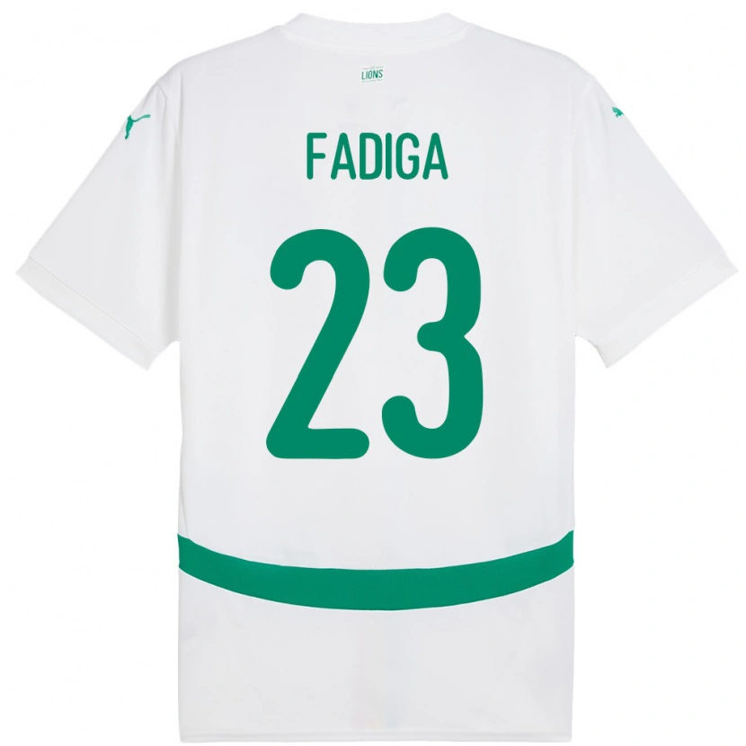 Danxen Homme Maillot Sénégal Noah Fadiga #23 Blanc Tenues Domicile 24-26 T-Shirt