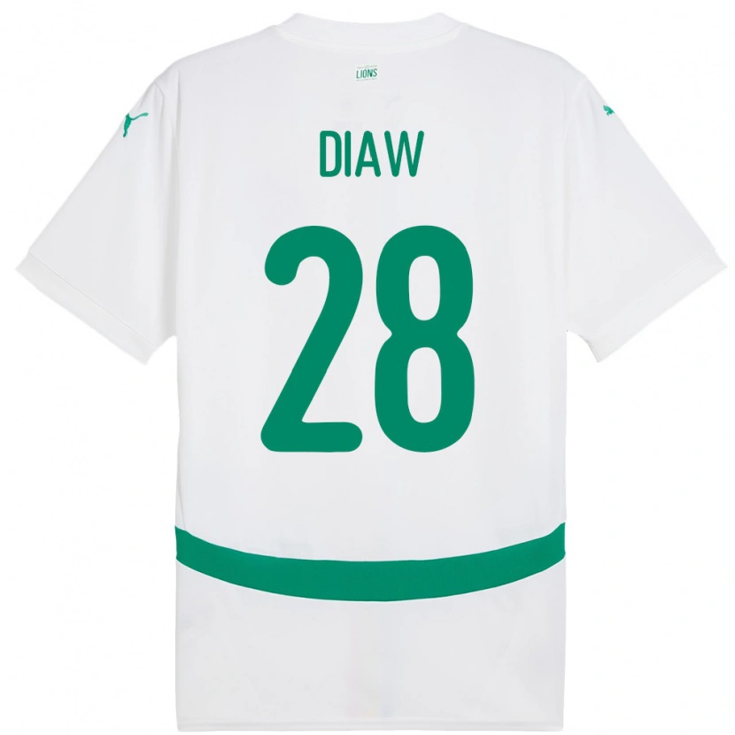 Danxen Homme Maillot Sénégal Mory Diaw #28 Blanc Tenues Domicile 24-26 T-Shirt