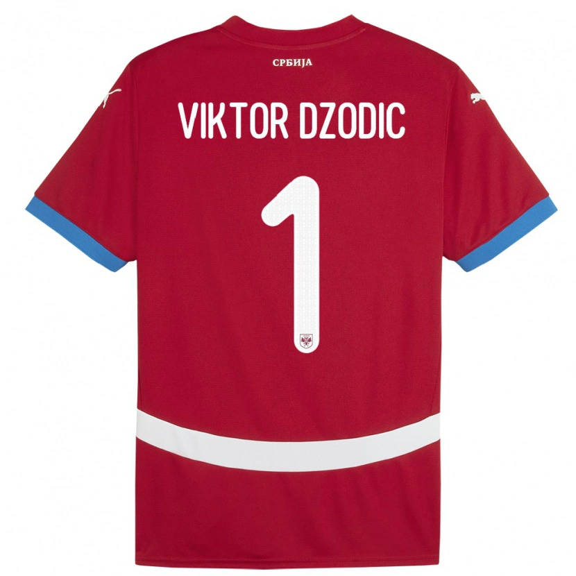 Danxen Homme Maillot Serbie Viktor Dzodic #1 Rouge Tenues Domicile 24-26 T-Shirt