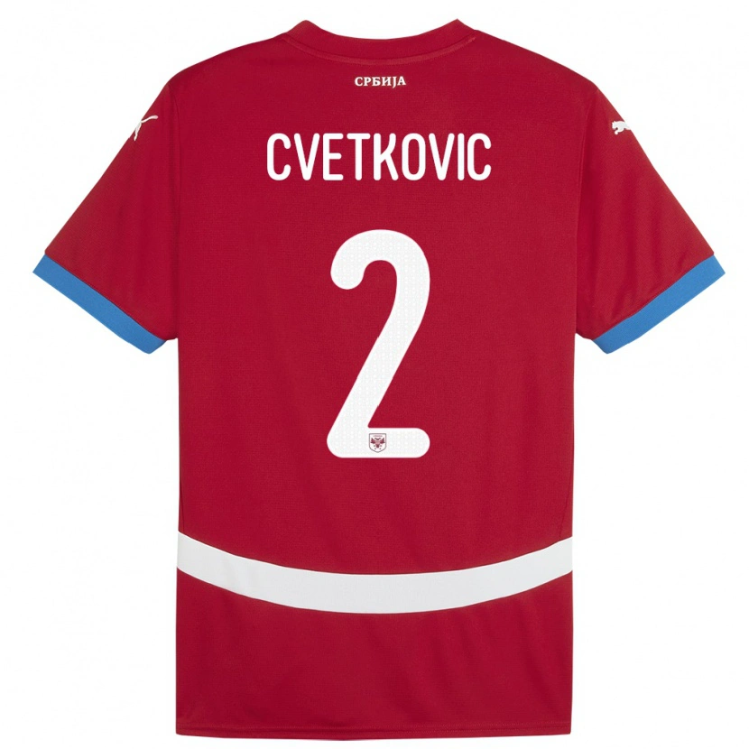 Danxen Homme Maillot Serbie Djordje Cvetkovic #2 Rouge Tenues Domicile 24-26 T-Shirt